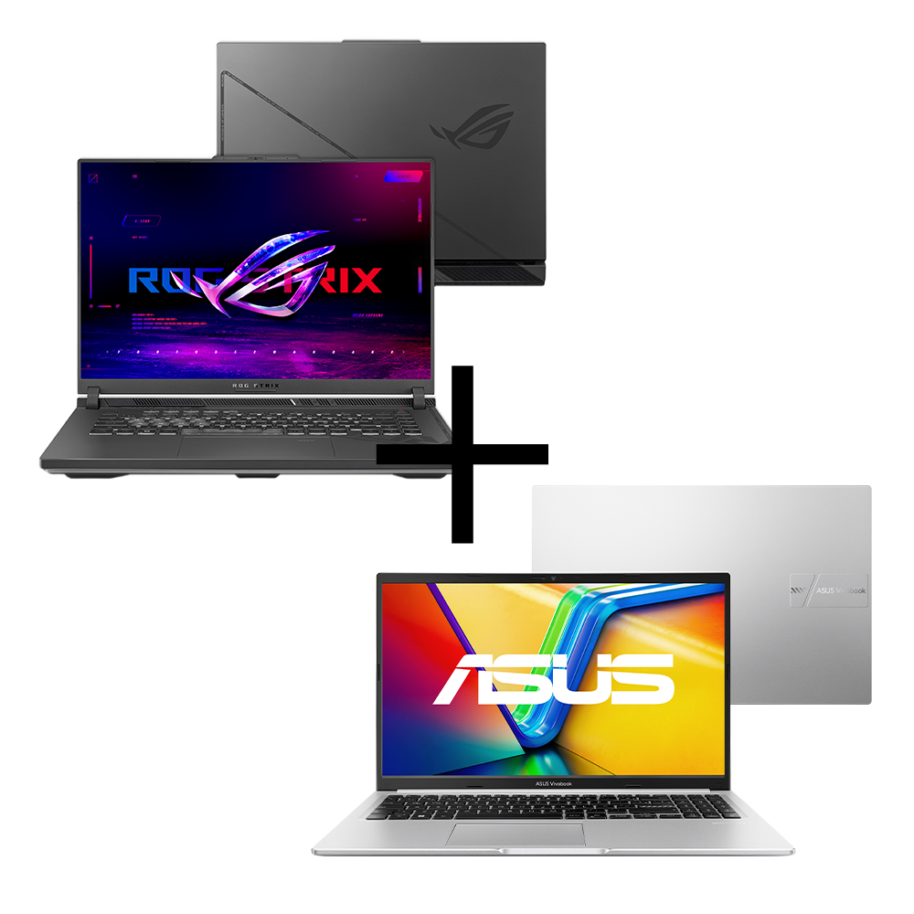 Notebook Gamer ROG Strix G16 G614JI-N4440W Eclipse Gray + Notebook ASUS Vivobook 15 M1502YA-NJ495 Cool Silver