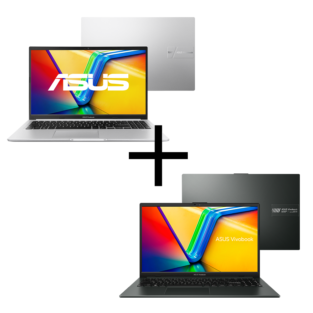 Notebook ASUS Vivobook 15 M1502YA-NJ495 Cool Silver + Notebook ASUS Vivobook Go 15 E1504FA-NJ1289 Mixed Black