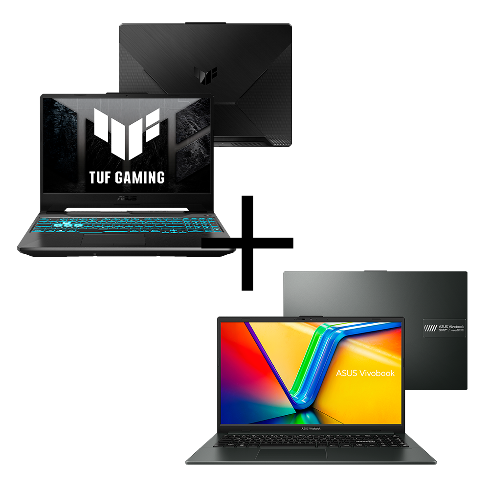 Notebook ASUS TUF Gaming A15 FA506NCR-HN089 Graphite Black + Notebook ASUS Vivobook Go 15 E1504FA-NJ1289 Mixed Black